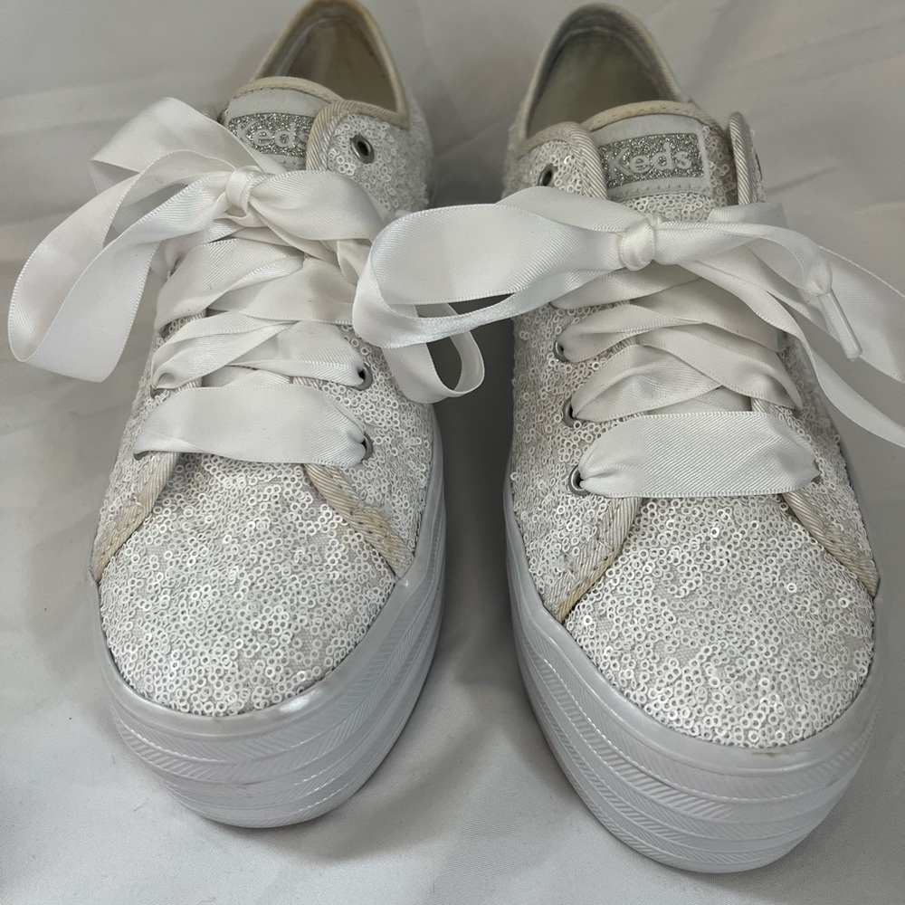 Keds - White Glitter Sneakers